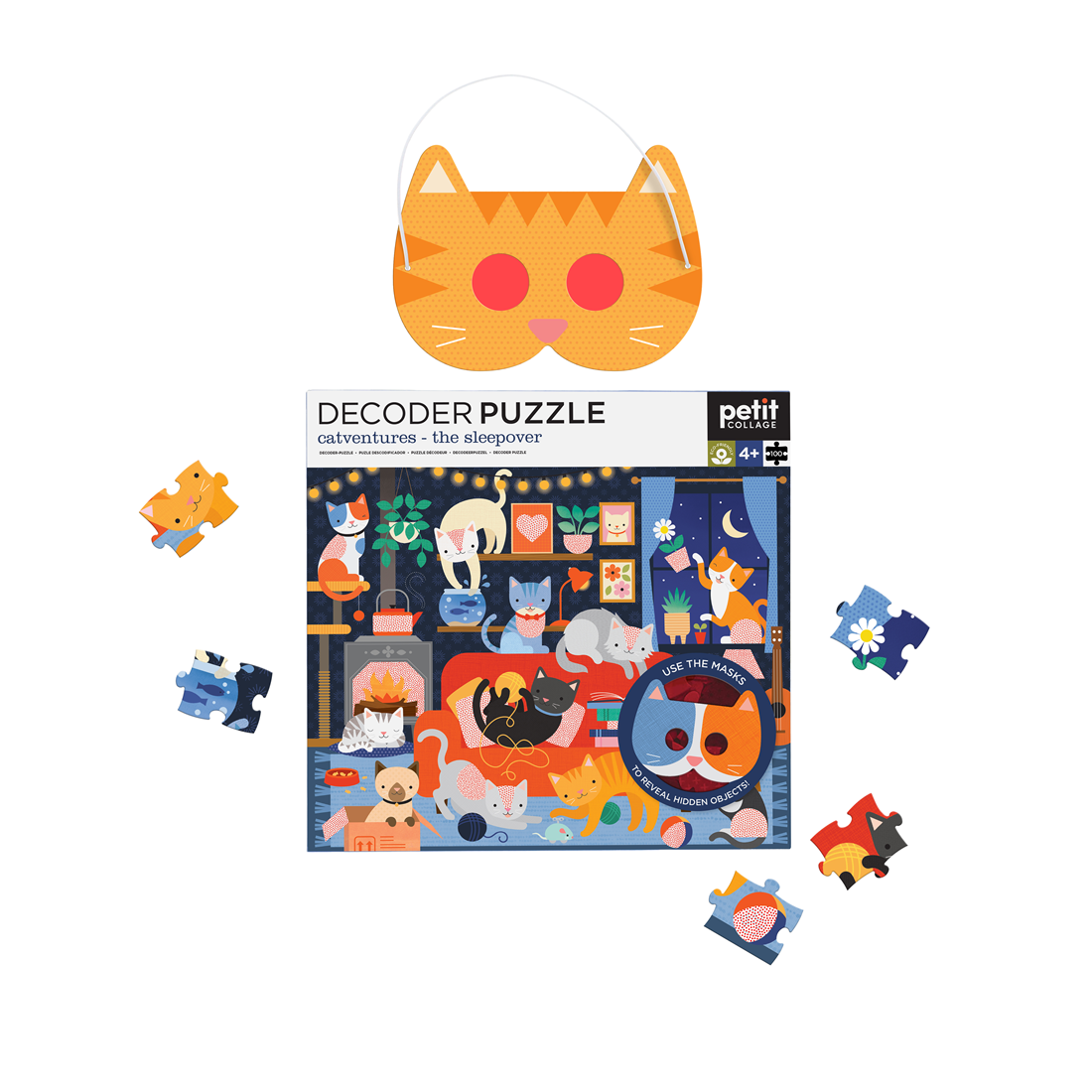 Puzzle pentru decodat, 100 piese - Catventures - Petit Collage