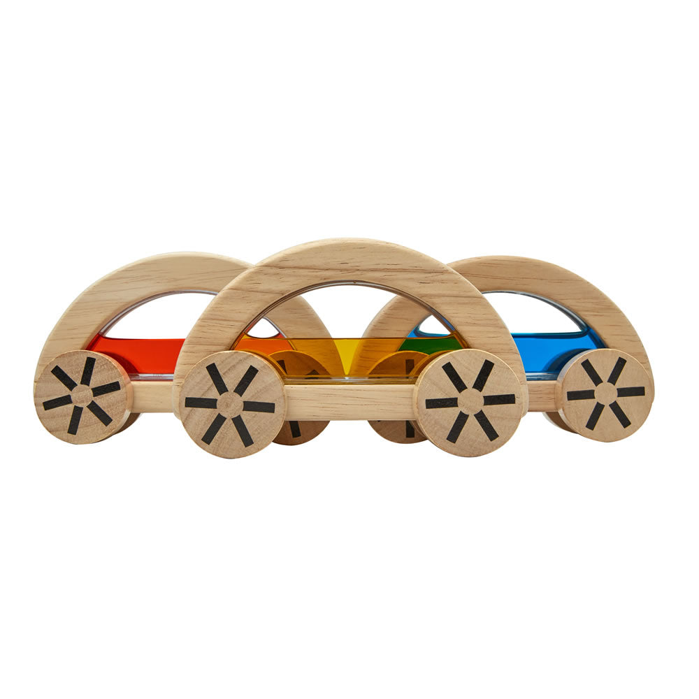 Masinuta din lemn + apa colorata - Yellow - Plan Toys