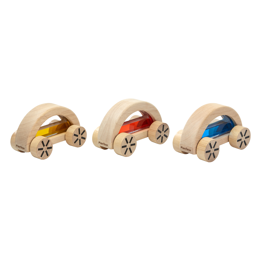 Masinuta din lemn + apa colorata - Yellow - Plan Toys