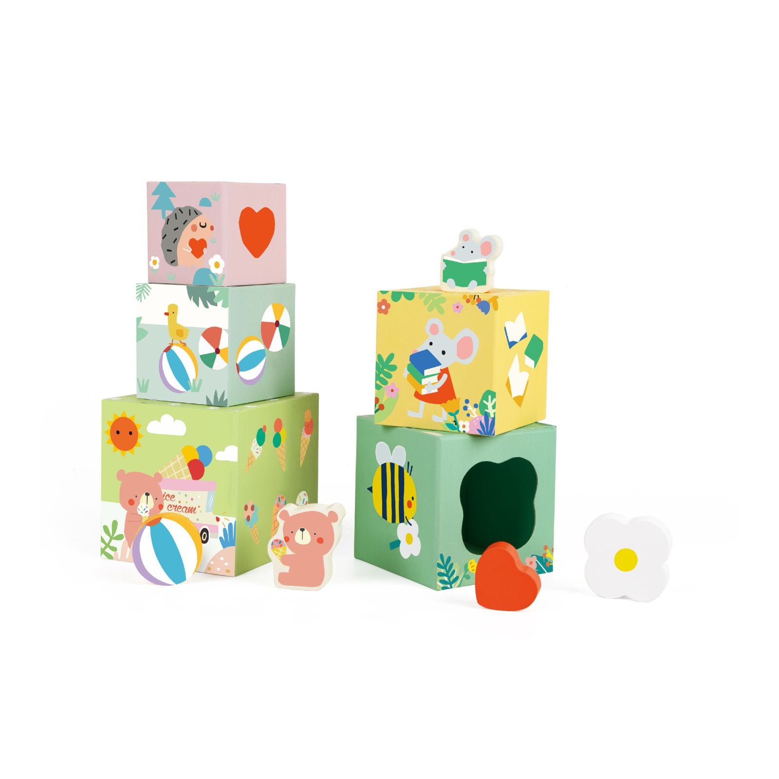 Cuburi educative din carton pentru Stivuire & Sortare - Forest - Classic World