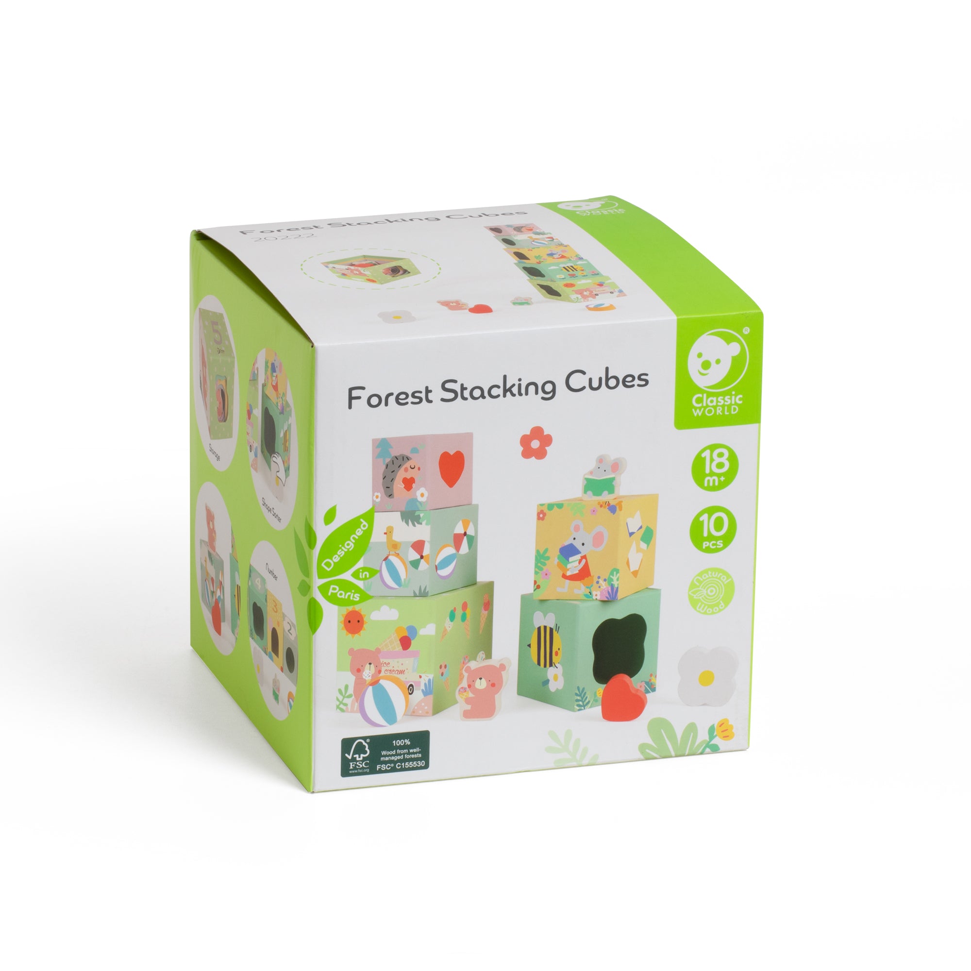Cuburi educative din carton pentru Stivuire & Sortare - Forest - Classic World