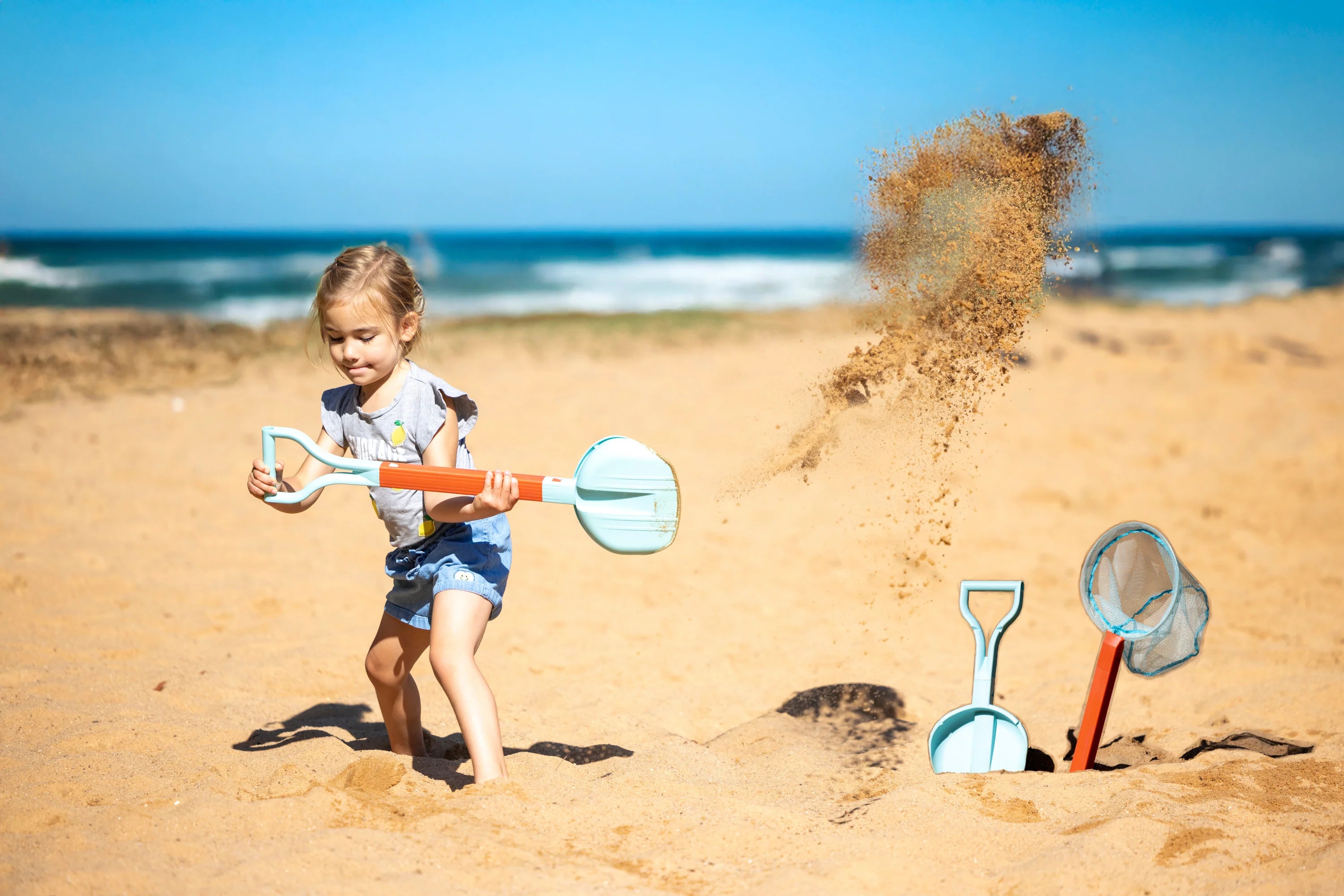 Jucarie 2 in 1 pentru plaja - Shovel & Fishing Net - compacToys