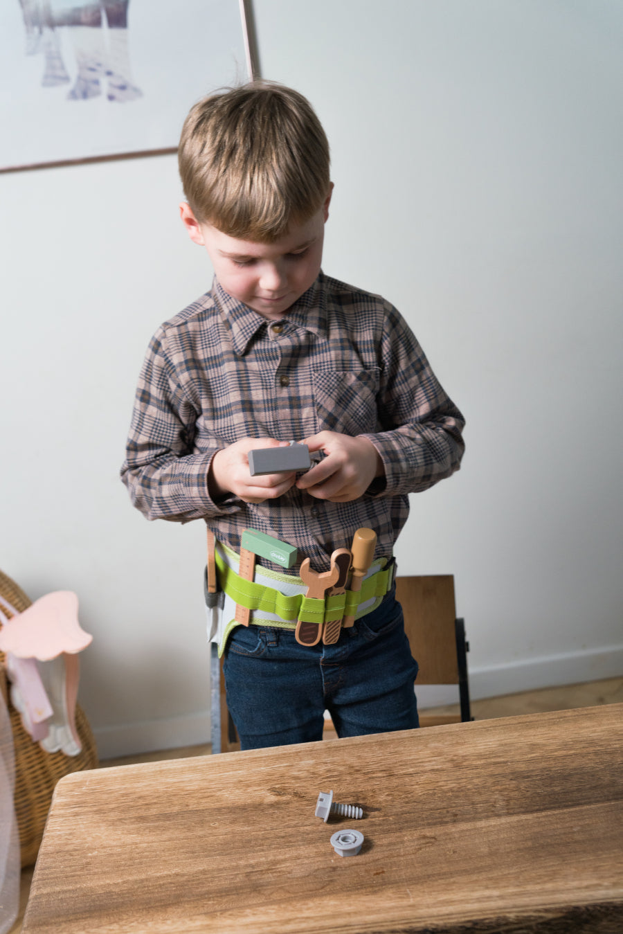 Centura micutului mester, set cu unelte din lemn - Dantoy