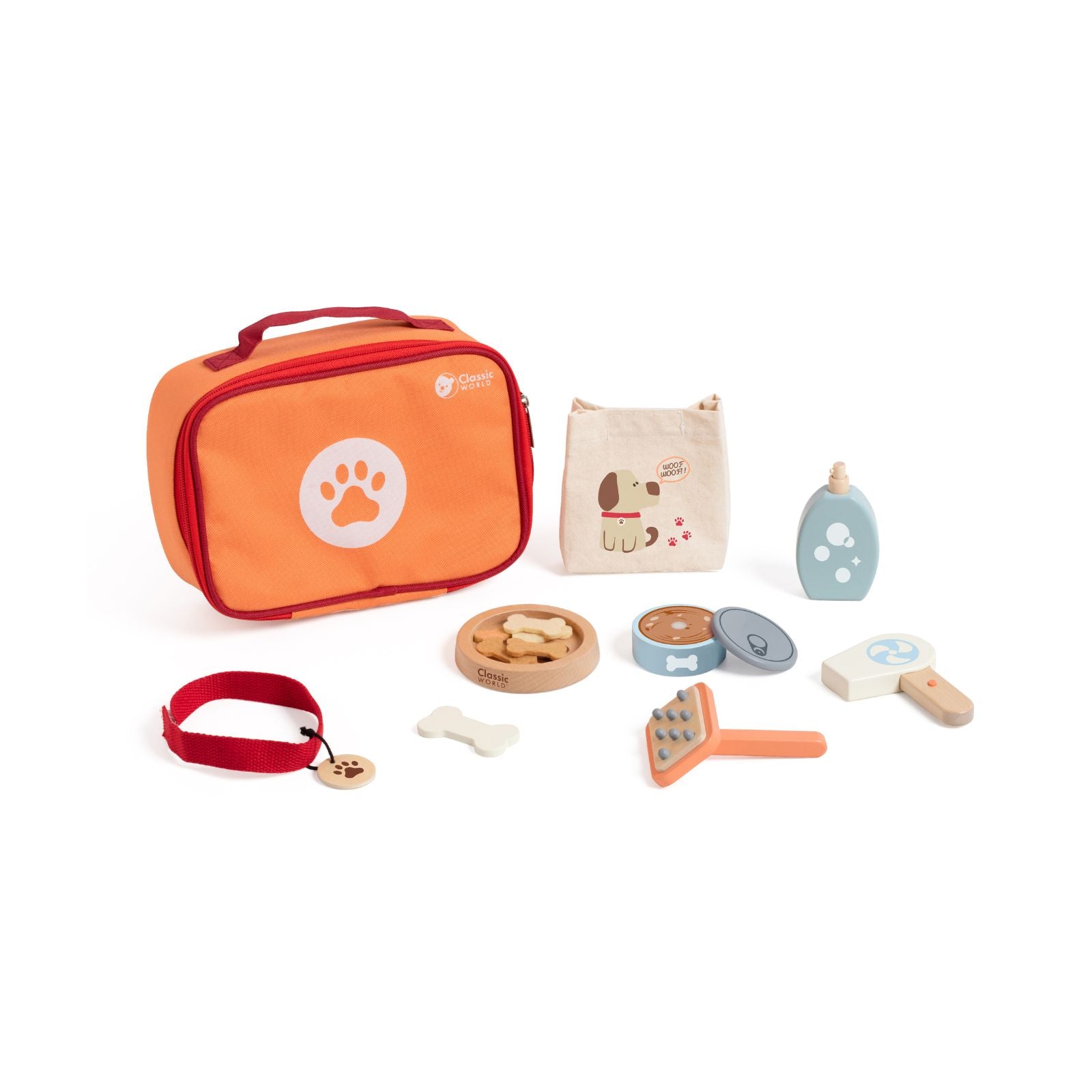Set de joacă din lemn, Trusă Toaletaj & Hranire Animăluț - Pet Care - Classic World