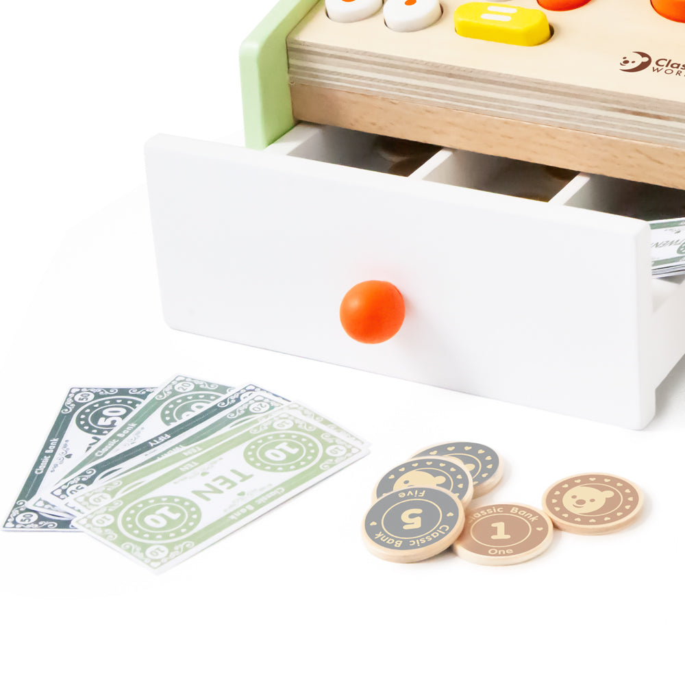 Detaliu taste numerice, display și abac cu mărgele - Cash Register Classic World