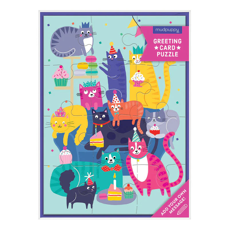Puzzle felicitare - Cat Party - Mudpuppy