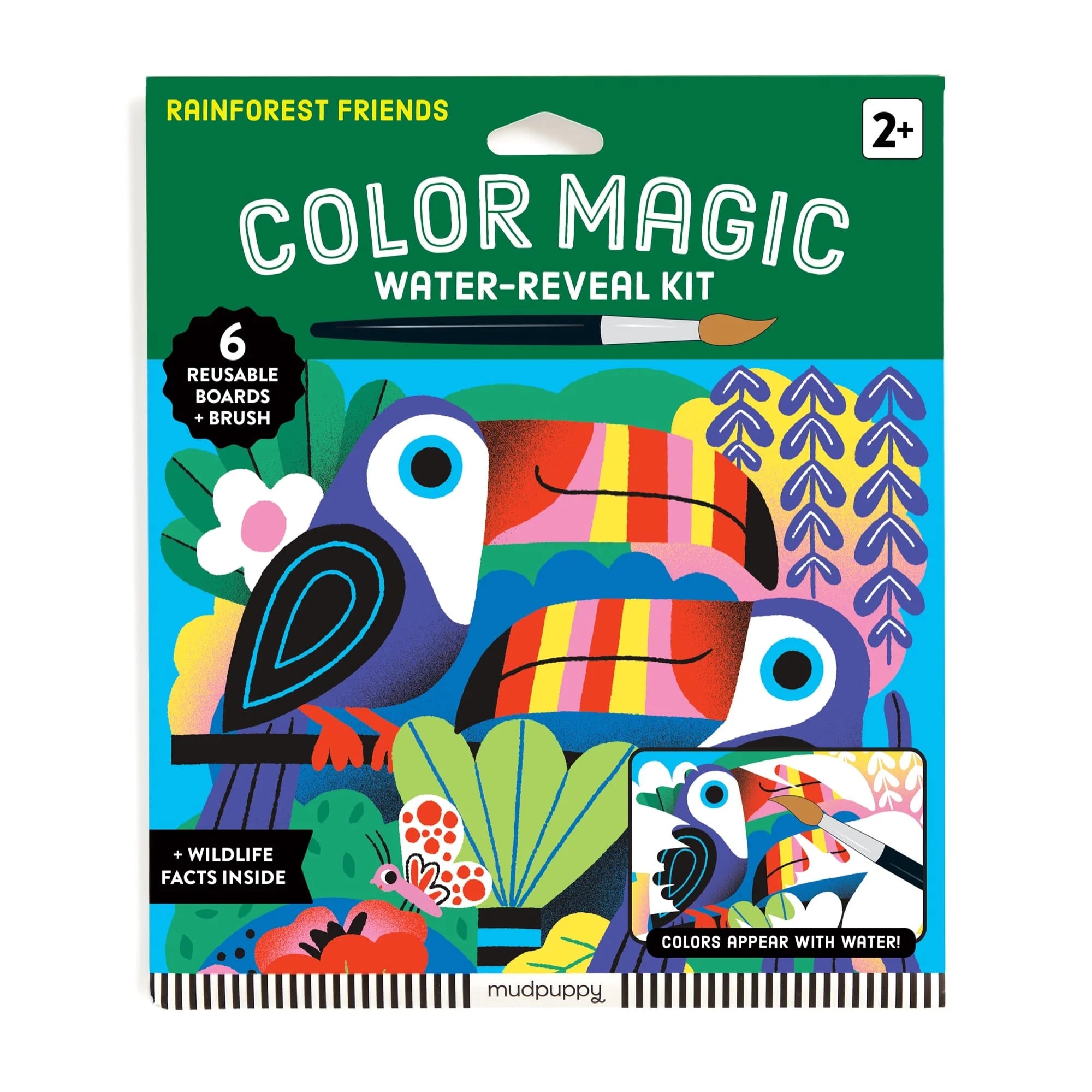 Kit pictură, Magic Water-Reveal - Rainforest Friends - Mudpuppy
