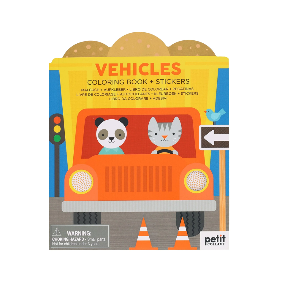 Carte de colorat + stickere - Vehicule - Petit Collage