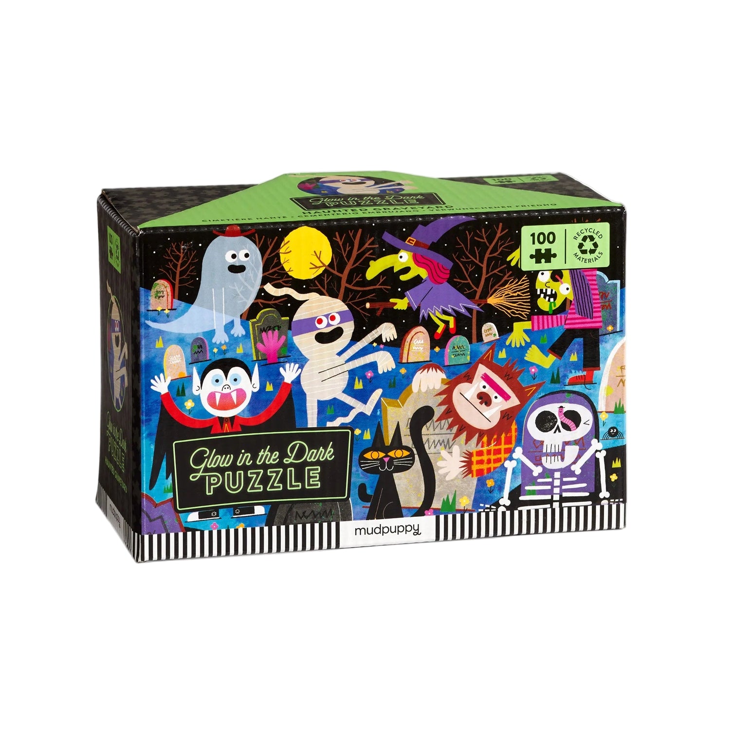 Puzzle fosforescent, 100 piese - Haunted Graveyard, Glow in the Dark - Mudpuppy