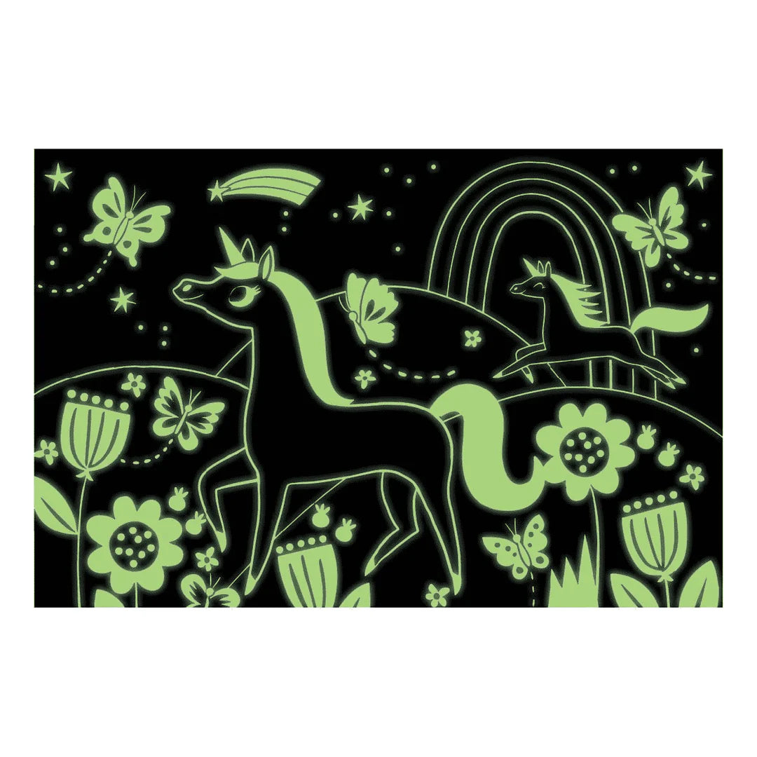 Puzzle fosforescent, 100 piese - Unicorn, Glow in the Dark - Mudpuppy