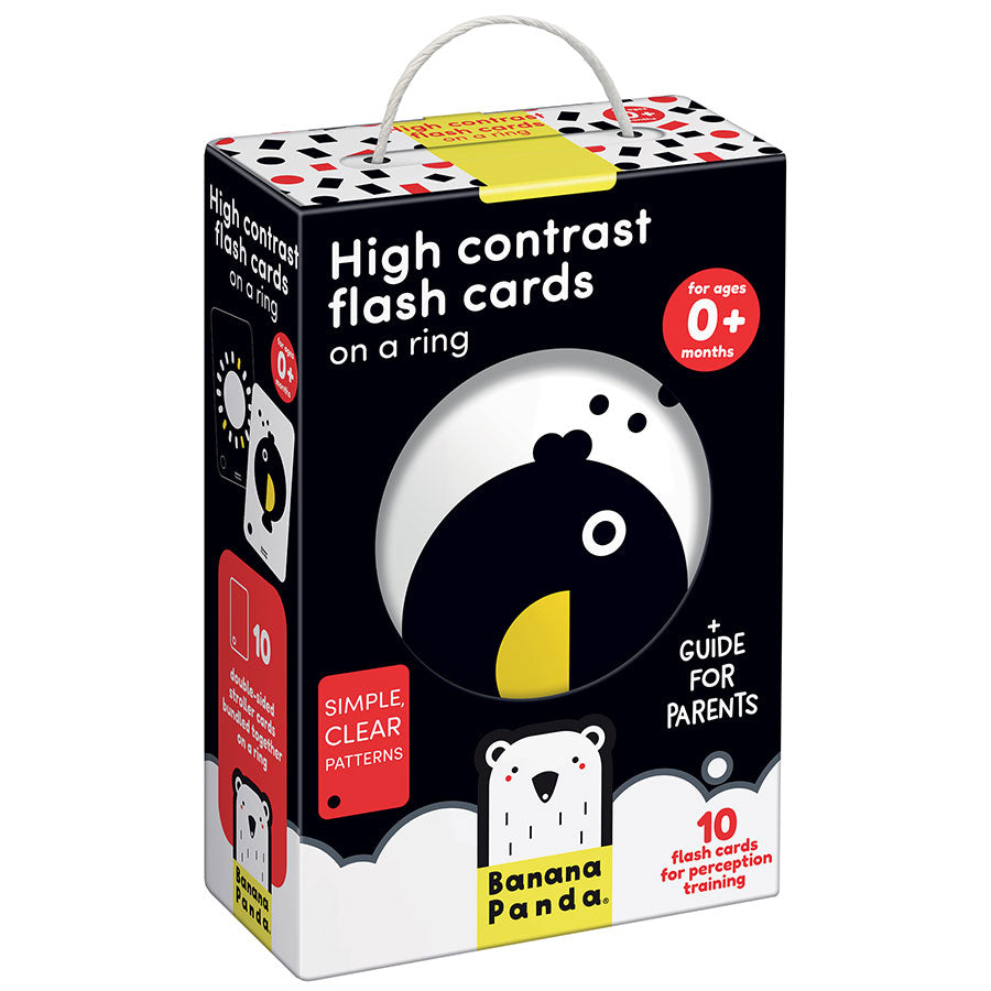 Cartonase pe inel pentru bebe, de la 0 luni - High Contrast - Banana Panda