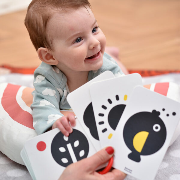 Cartonase pe inel pentru bebe, de la 0 luni - High Contrast - Banana Panda
