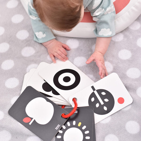Cartonase pe inel pentru bebe, de la 0 luni - High Contrast - Banana Panda