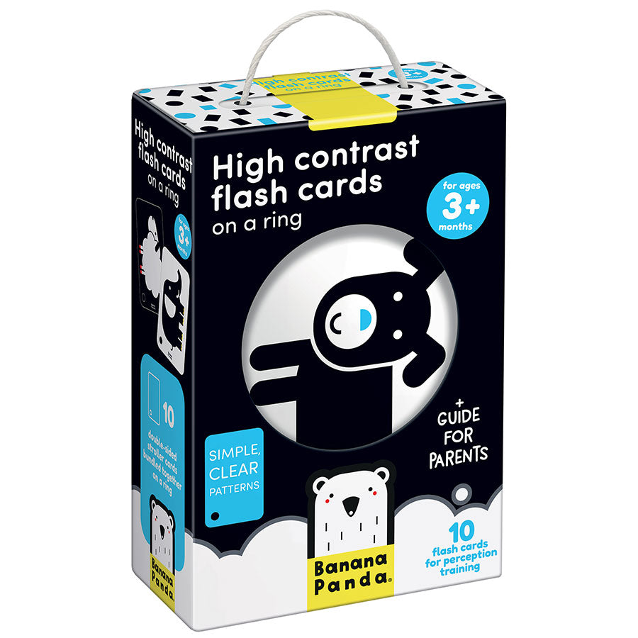 Cartonase pe inel pentru bebe, de la 3 luni - High Contrast - Banana Panda