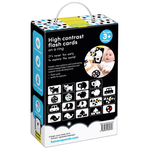 Cartonase pe inel pentru bebe, de la 3 luni - High Contrast - Banana Panda