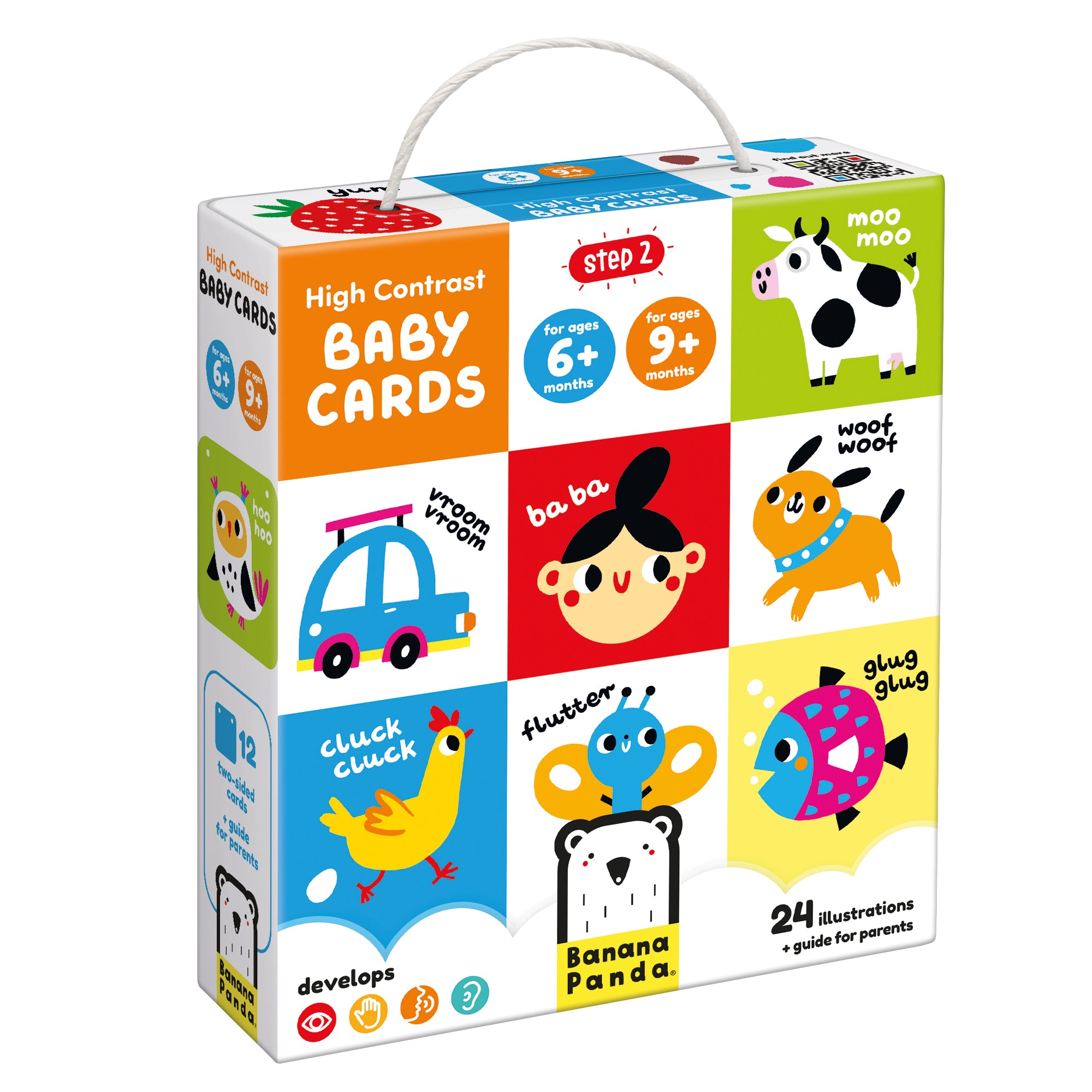 Cartonase pentru bebe, 6 >> 9 luni - High Contrast - Banana Panda