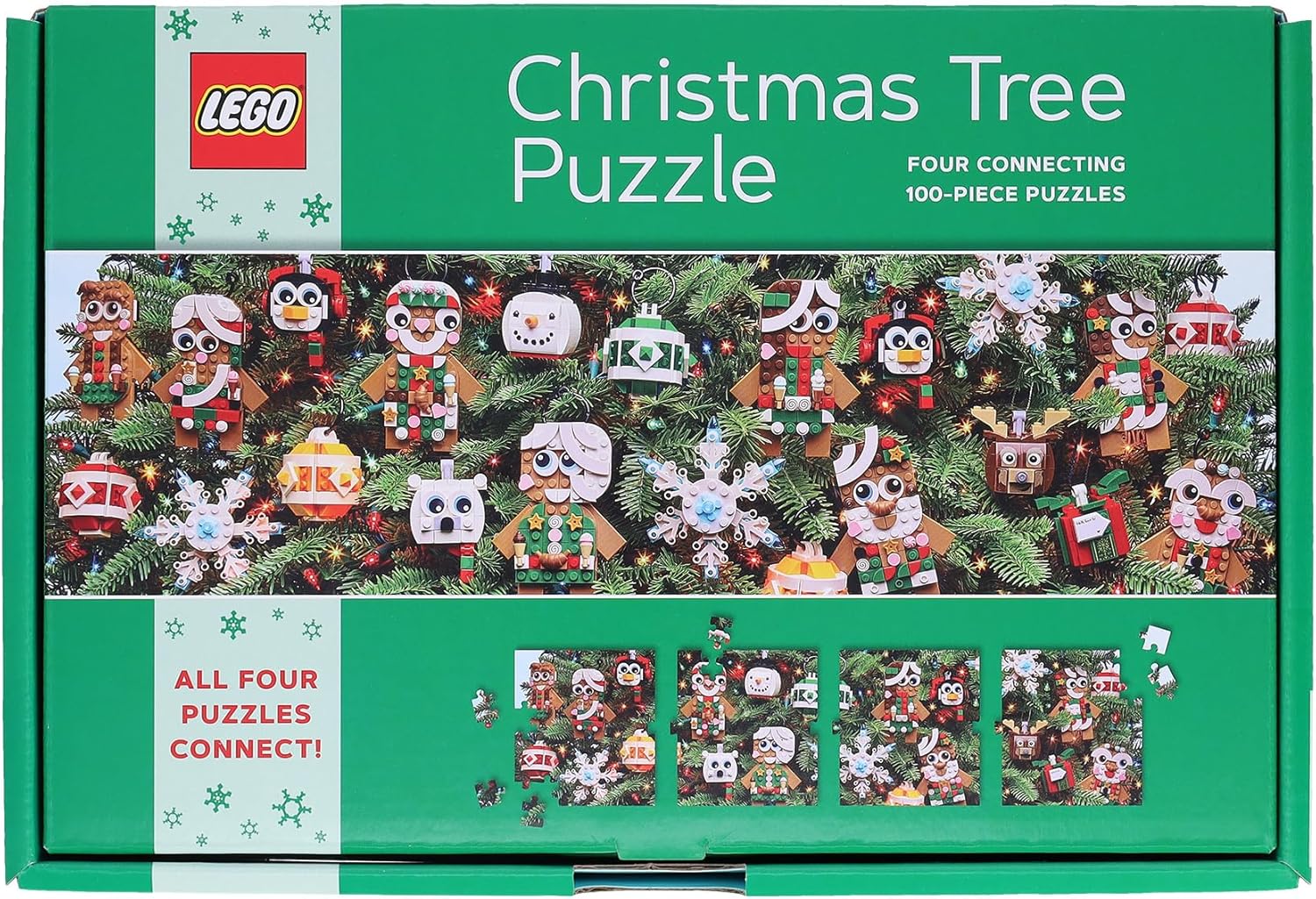 Puzzle colaborativ, 4 x 100 piese - Christmas Tree - LEGO