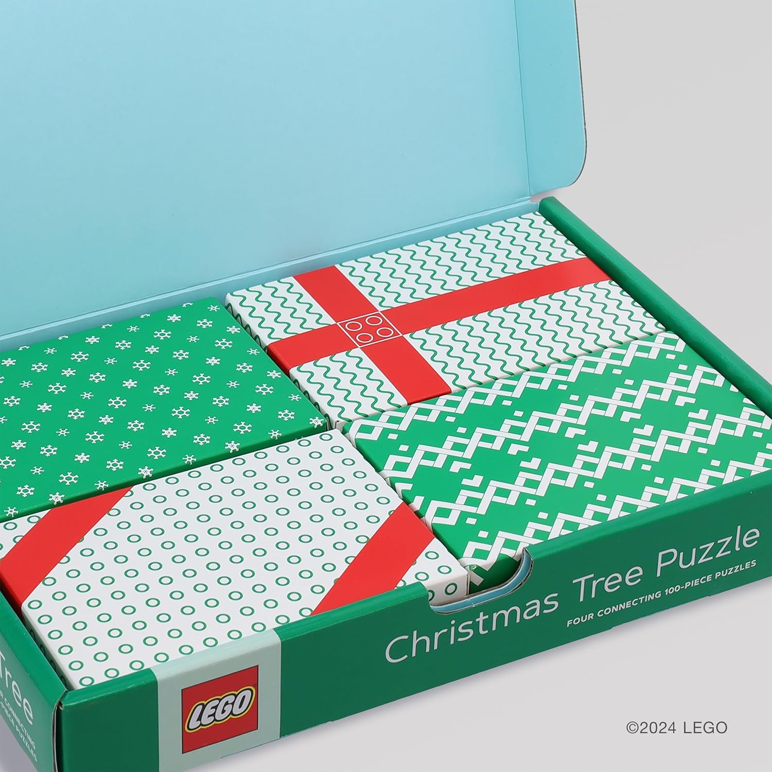 Puzzle colaborativ, 4 x 100 piese - Christmas Tree - LEGO