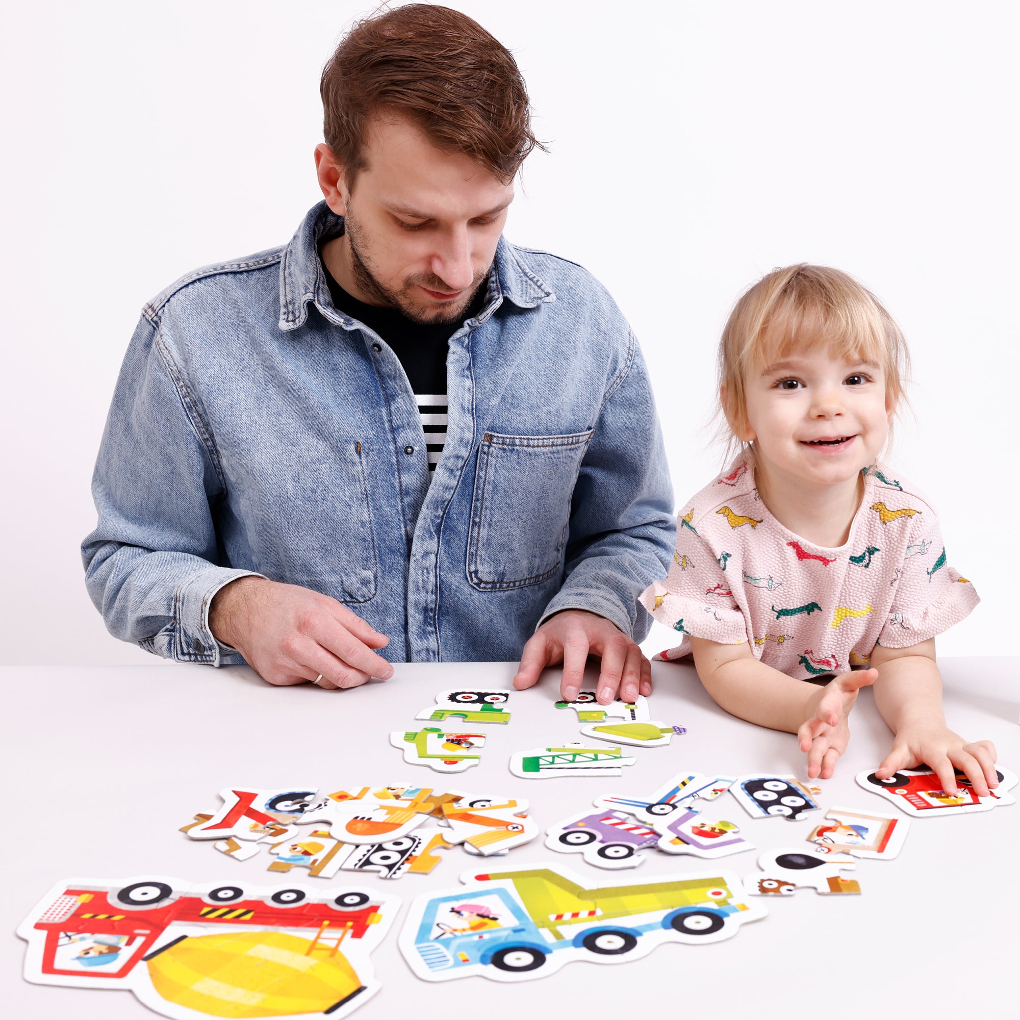 Puzzle progresiv, 9 in 1 - Construction Vehicles - Banana Panda