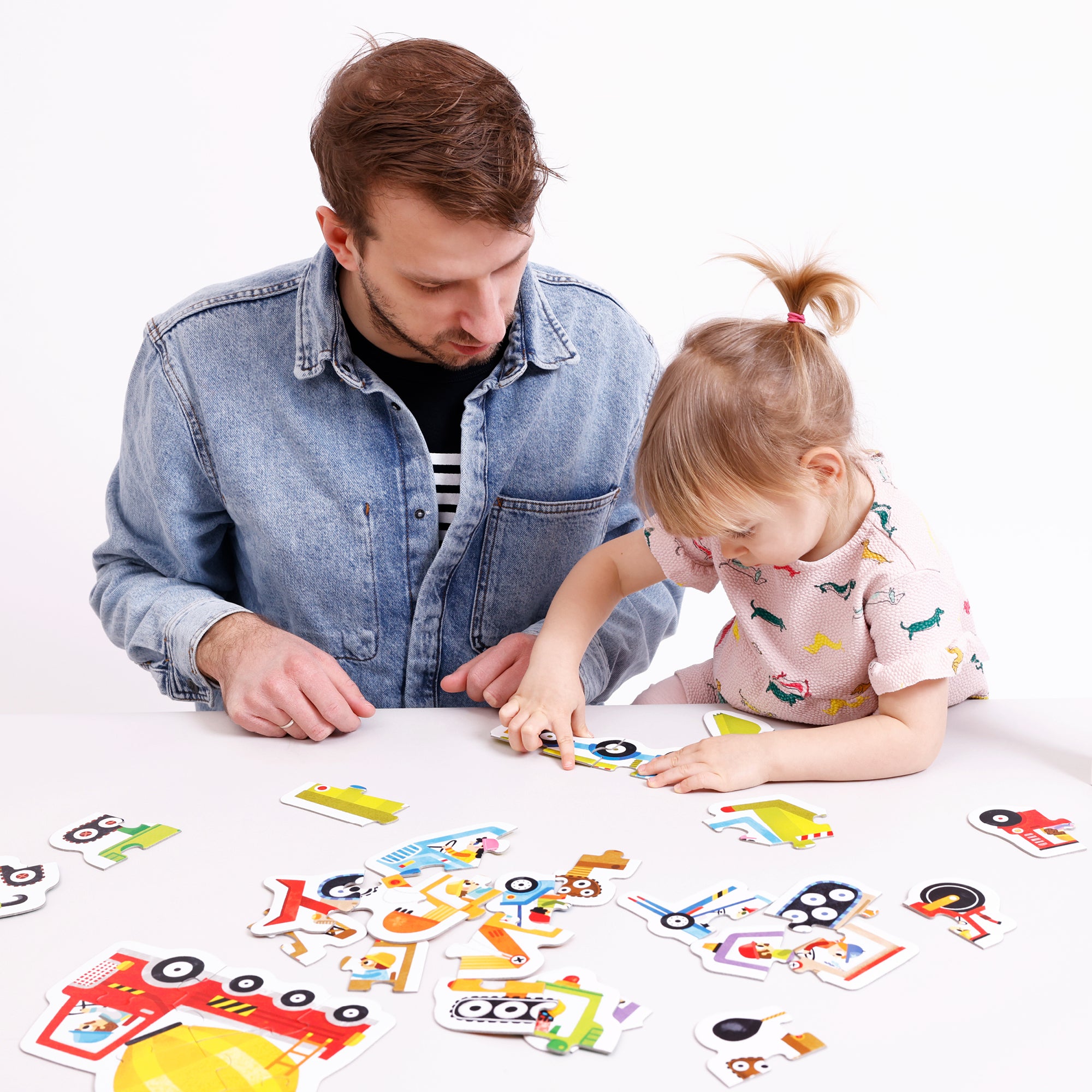 Puzzle progresiv, 9 in 1 - Construction Vehicles - Banana Panda