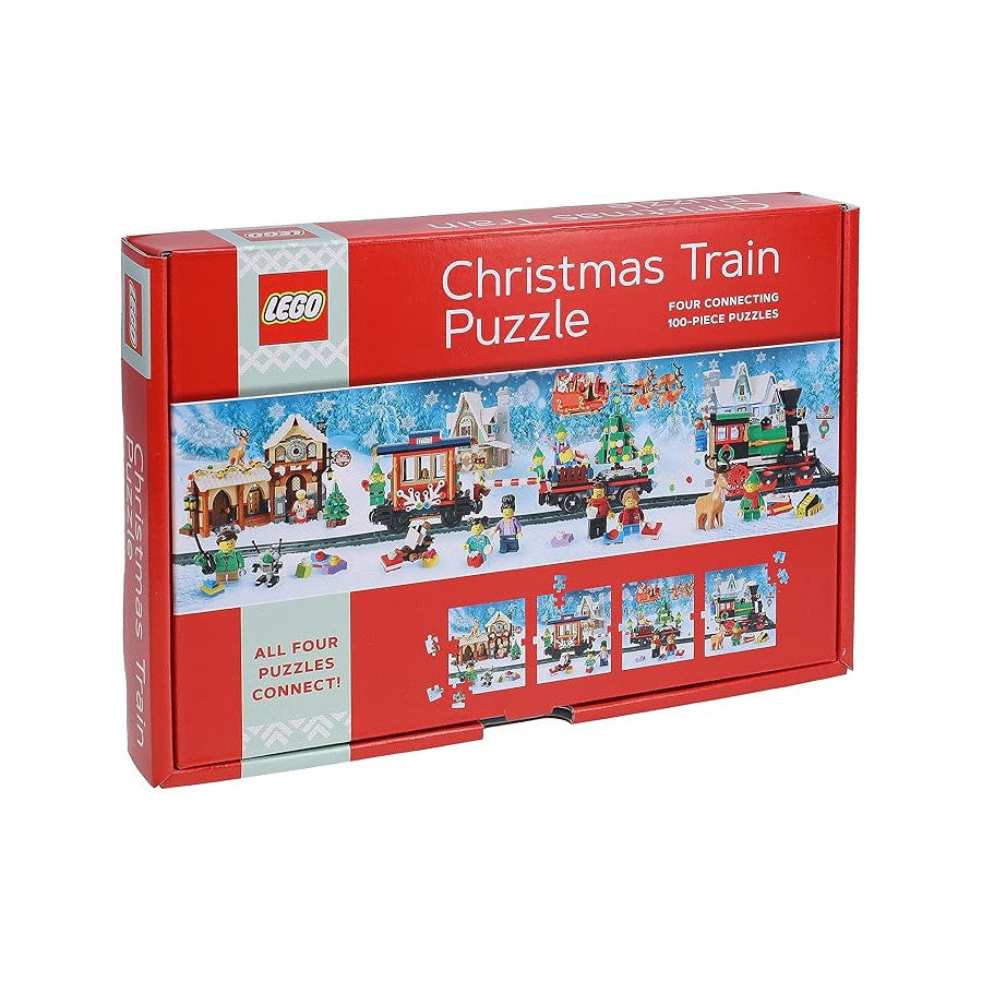 Puzzle colaborativ, 4 x 100 piese - Christmas Train - LEGO
