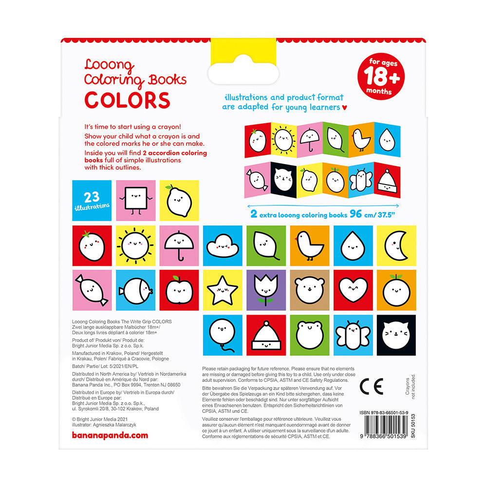 Carti luuungi pentru colorat, 2 buc - The Write Grip - Banana Panda