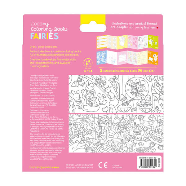 Carti luuungi pentru colorat, 2 buc - I Love Coloring Fairies - Banana Panda