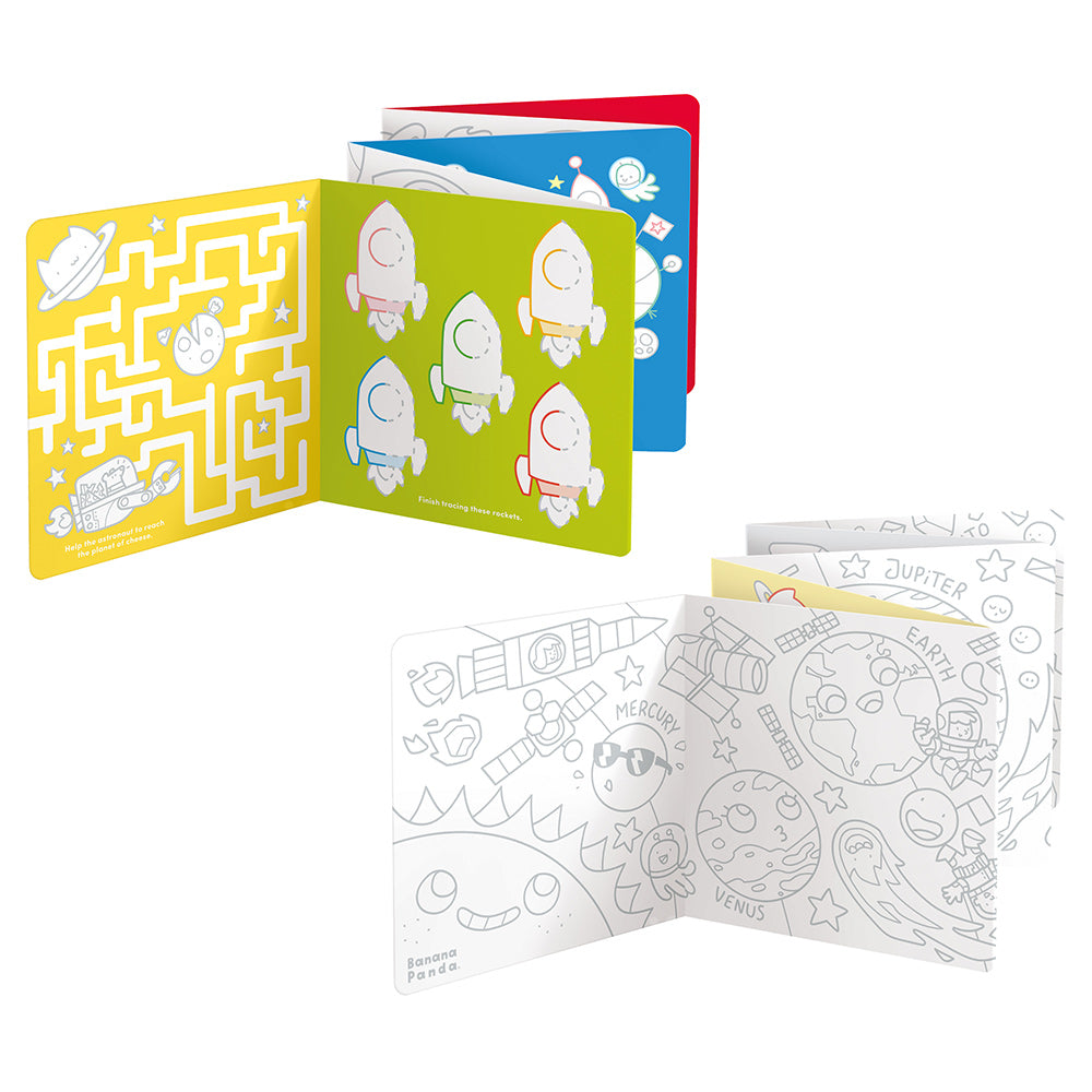 Carti luuungi pentru colorat, 2 buc - I Love Coloring Space - Banana Panda