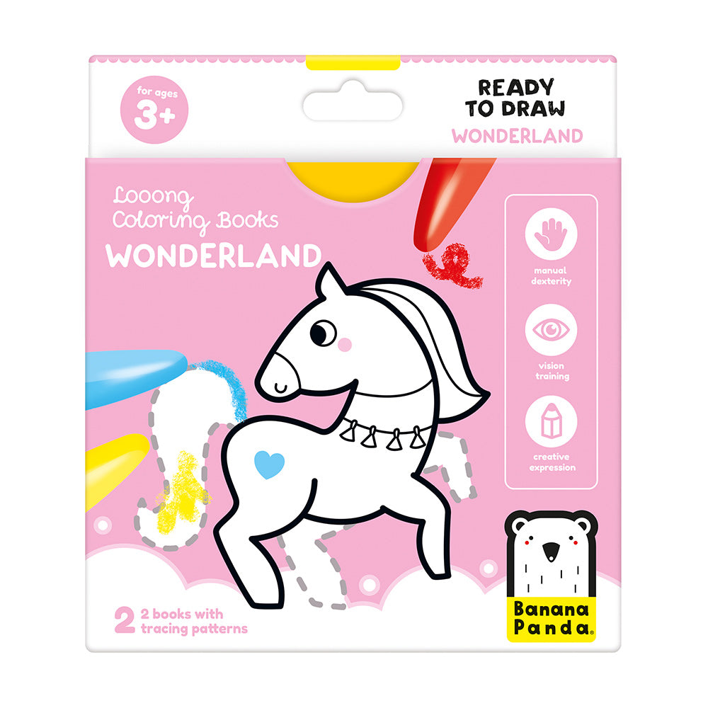 Carti luuungi pentru colorat, 2 buc - Ready to Draw Wonderland - Banana Panda