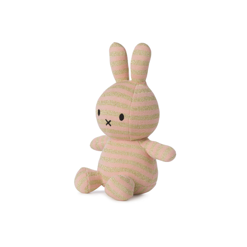 Iepuras din bumbac organic tricotat - Stripe Pink - Miffy