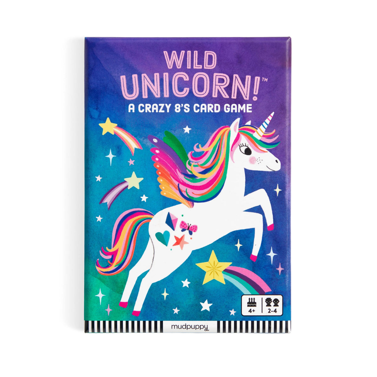 Fața cutiei Wild Unicorn! cu unicorn și coamă în culorile curcubeului