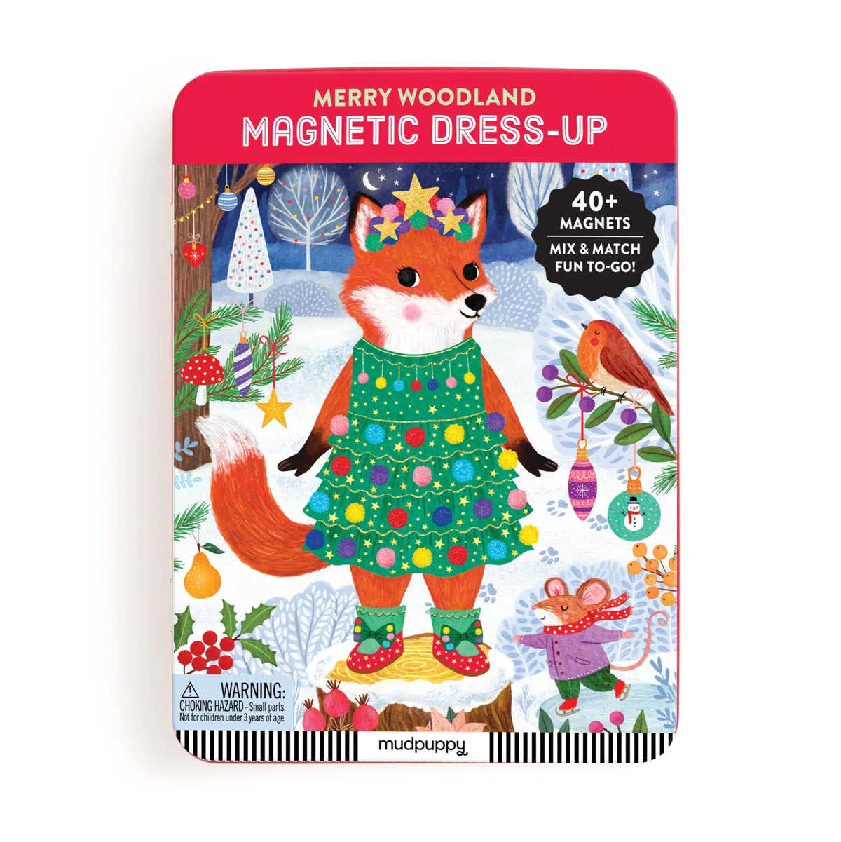 Fața cutiei Merry Woodland, joc magnetic de îmbrăcat cu peste 40 de magneți