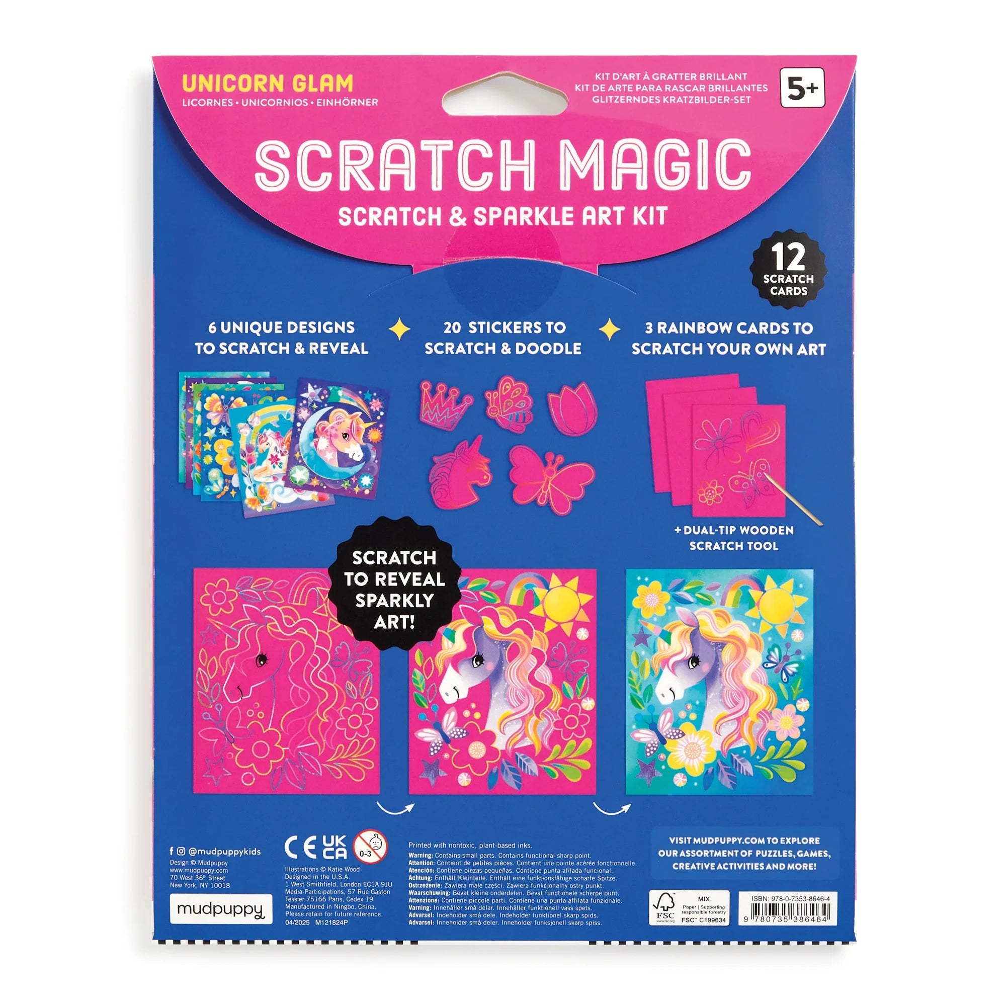 Set creativ de razuit, Scratch Magic - Unicorn Glam - Mudpuppy