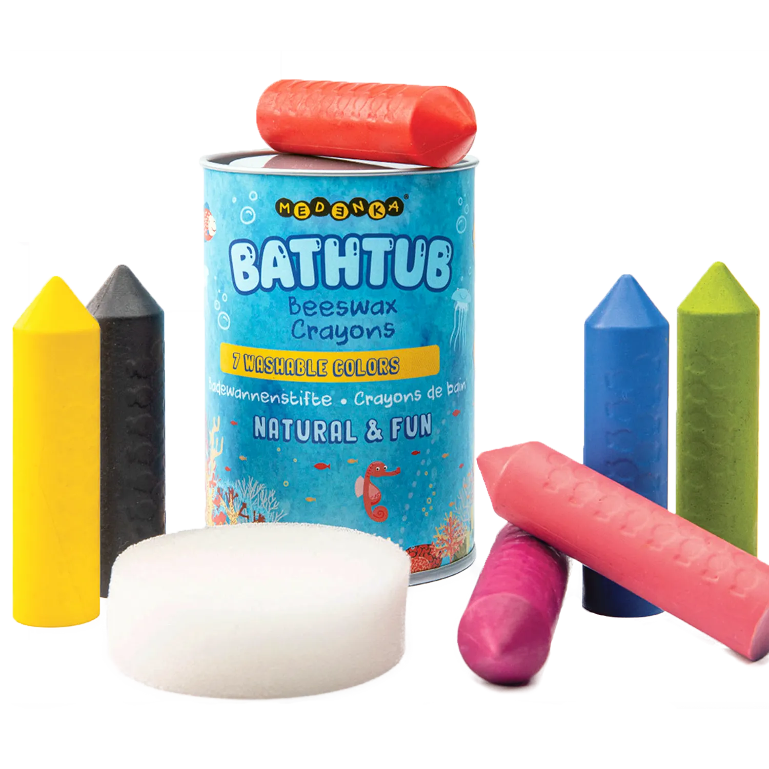 Creioane pentru baie din ceara de albine, 7 culori – Bathtub Crayons - Medenka