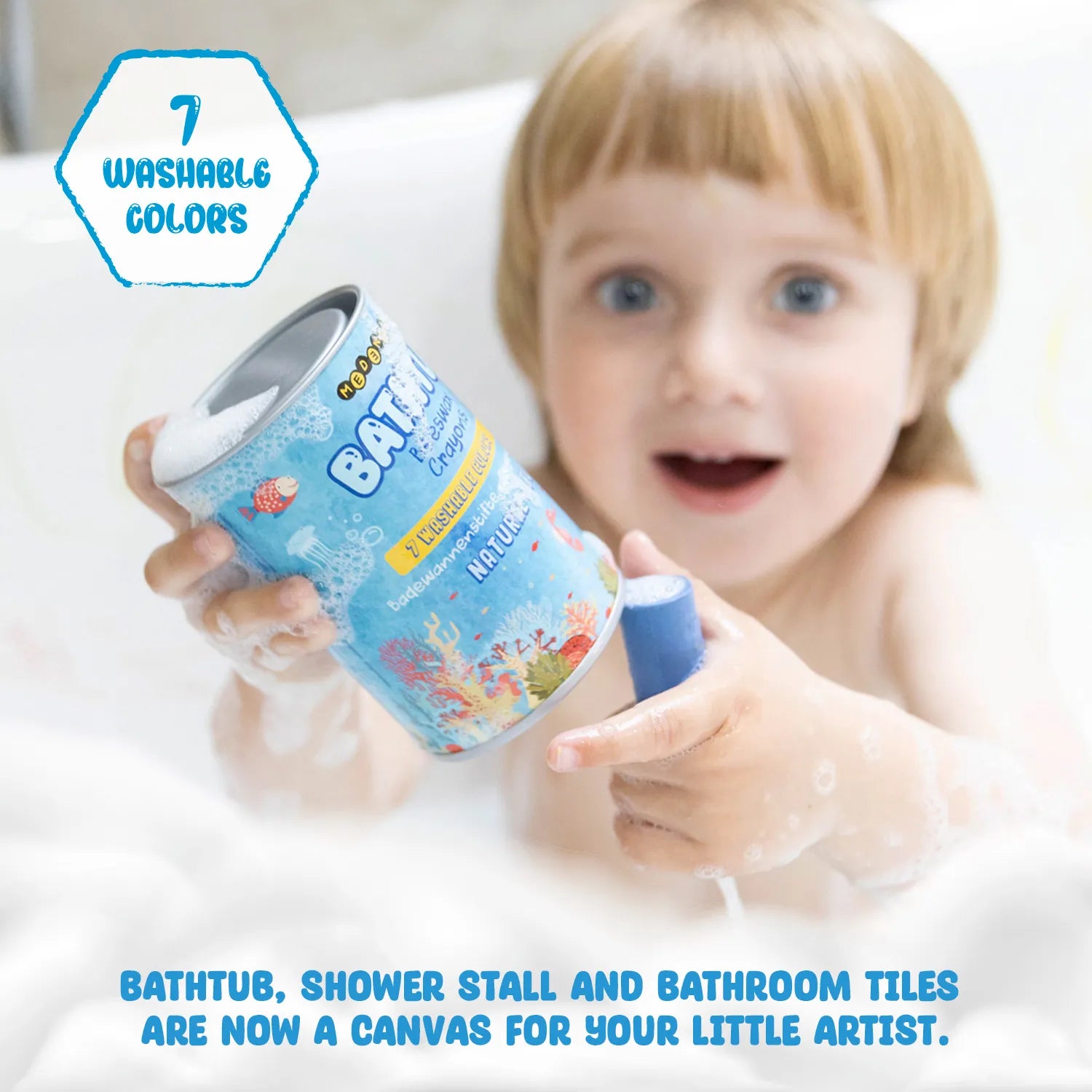 Creioane pentru baie din ceara de albine, 7 culori – Bathtub Crayons - Medenka