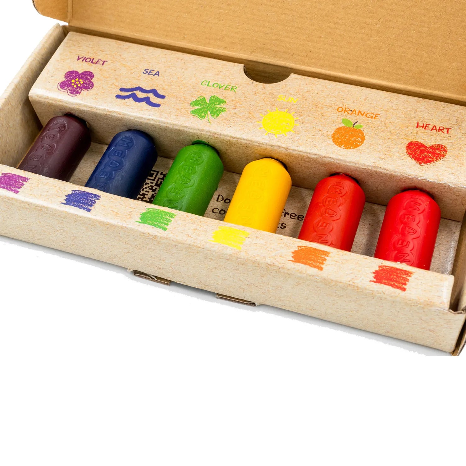 Creioane groase din ceara de albine, 6 culori – Junior Rainbow - Medenka