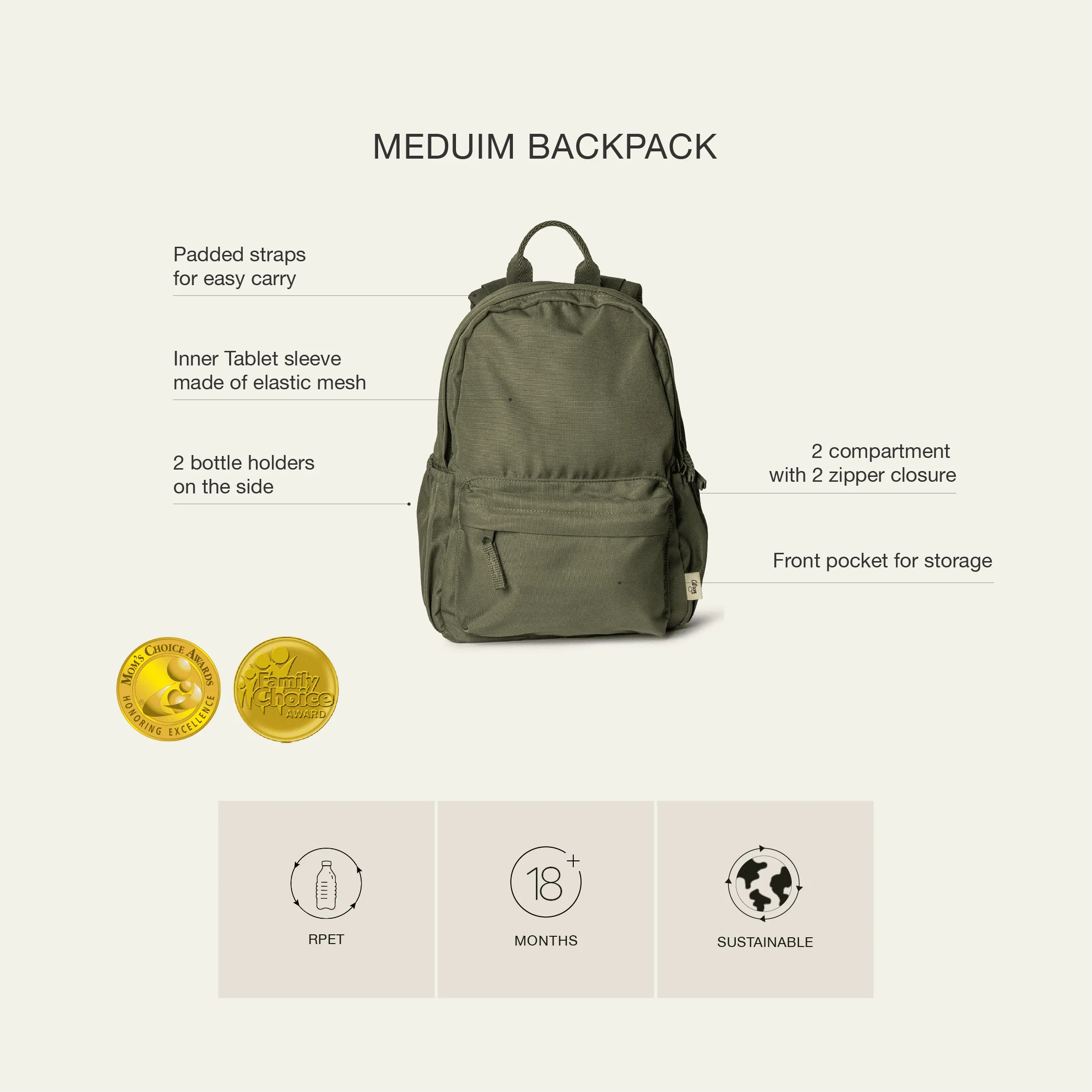 Rucsac gradinita - Medium Vehicles - Citron