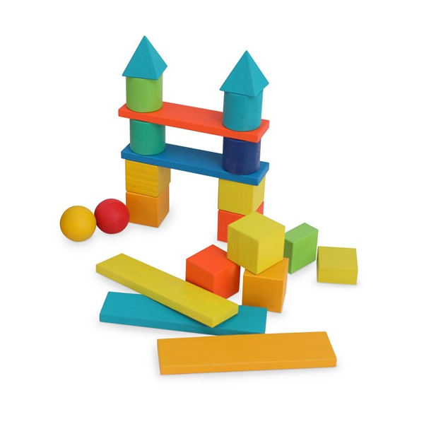 Blocuri din lemn, 100 piese - Mixed Rainbow - Kinderfeets