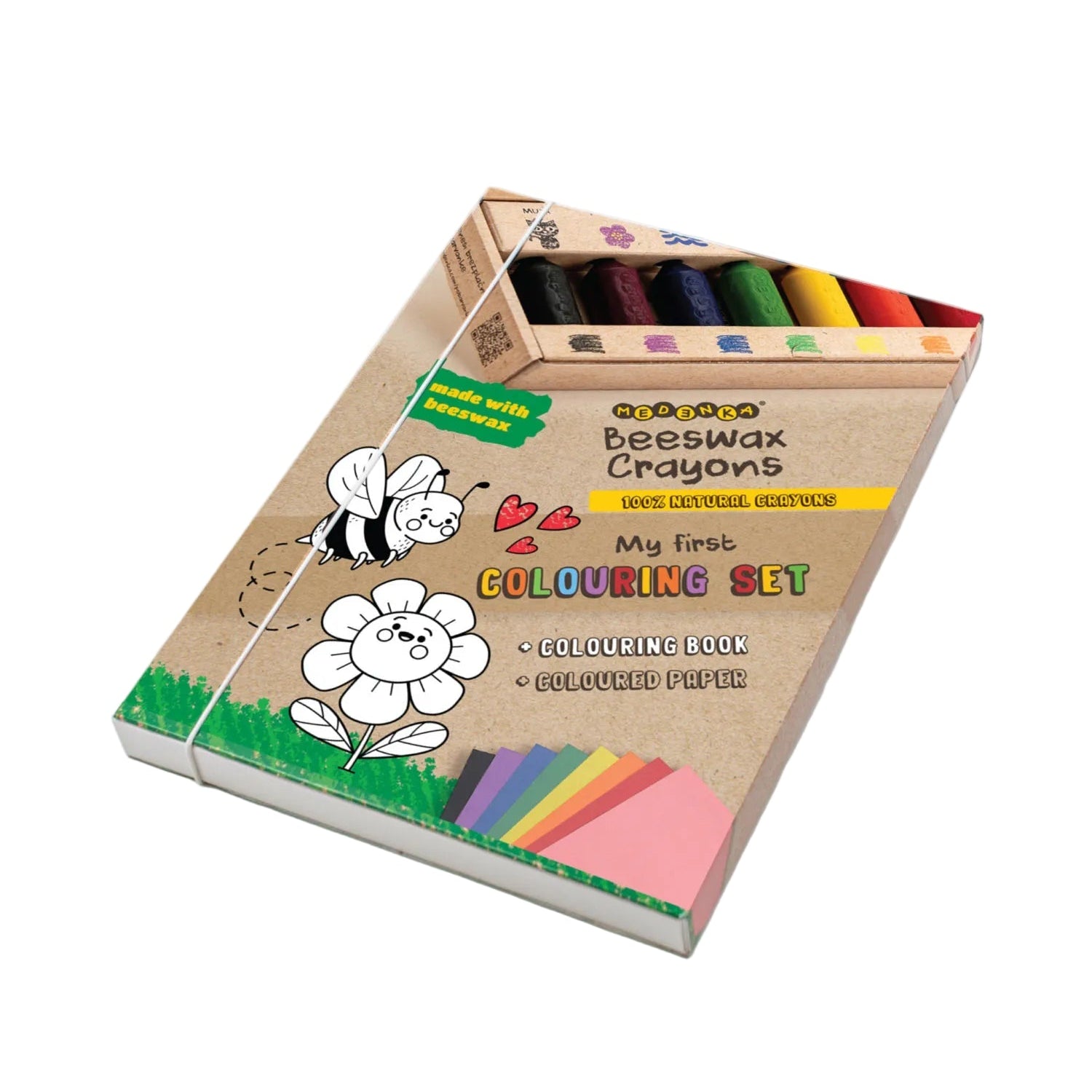 Set creativ cu creioane din ceara de albine, 6 culori - My first creativity set - Medenka