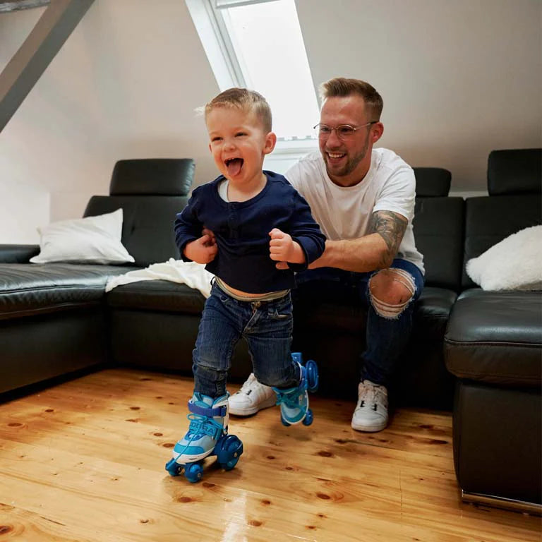 Patine cu rotile, marime reglabila 26 >> 29 - Cyan - HUDORA