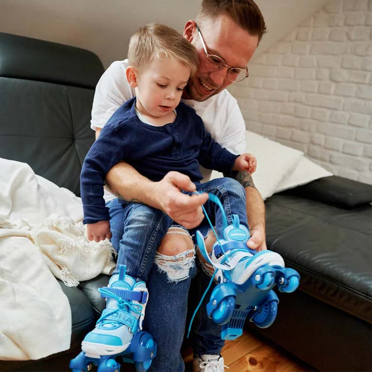 Patine cu rotile, marime reglabila 26 >> 29 - Cyan - HUDORA