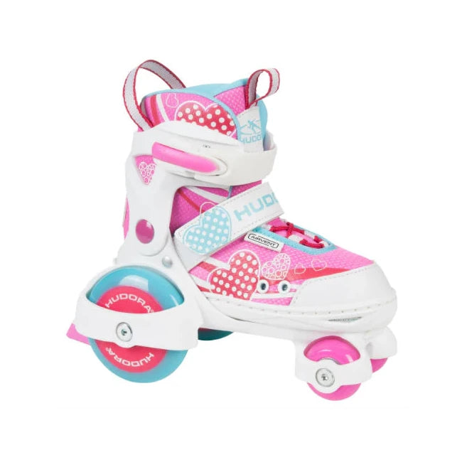 Patine cu rotile, marime reglabila 26 >> 29 - Hearts - HUDORA
