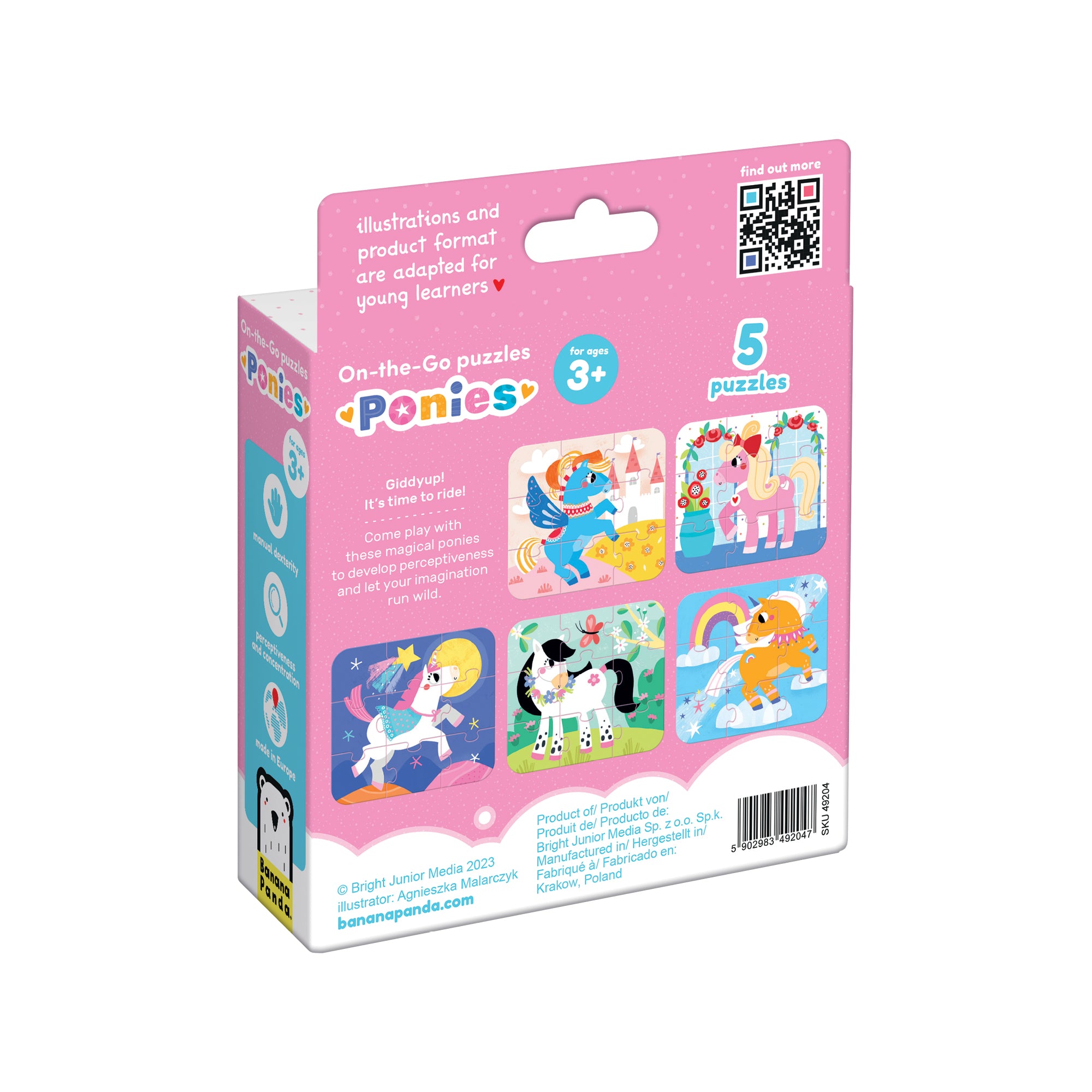 Puzzle On-the-Go, 5 in 1 - Unicorni - Banana Panda