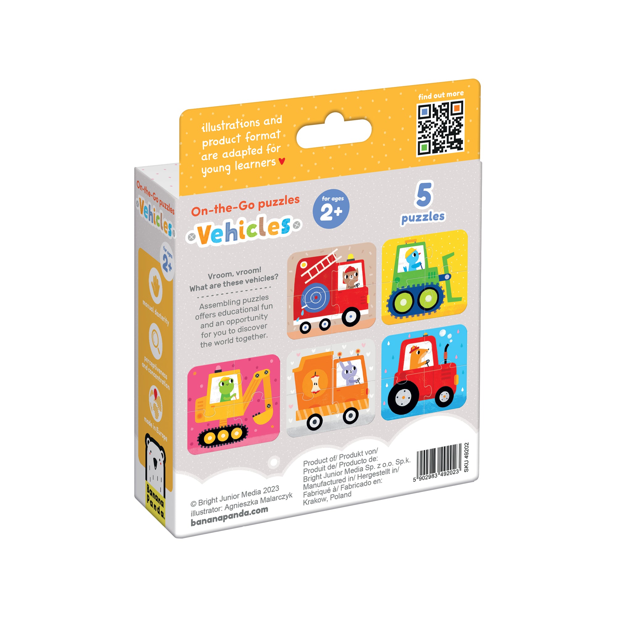 Puzzle On-the-Go, 5 in 1 - Vehicule - Banana Panda