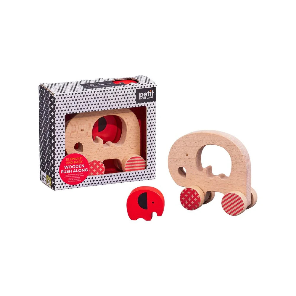 Jucarie de impins - Elephant & Baby - Petit Collage
