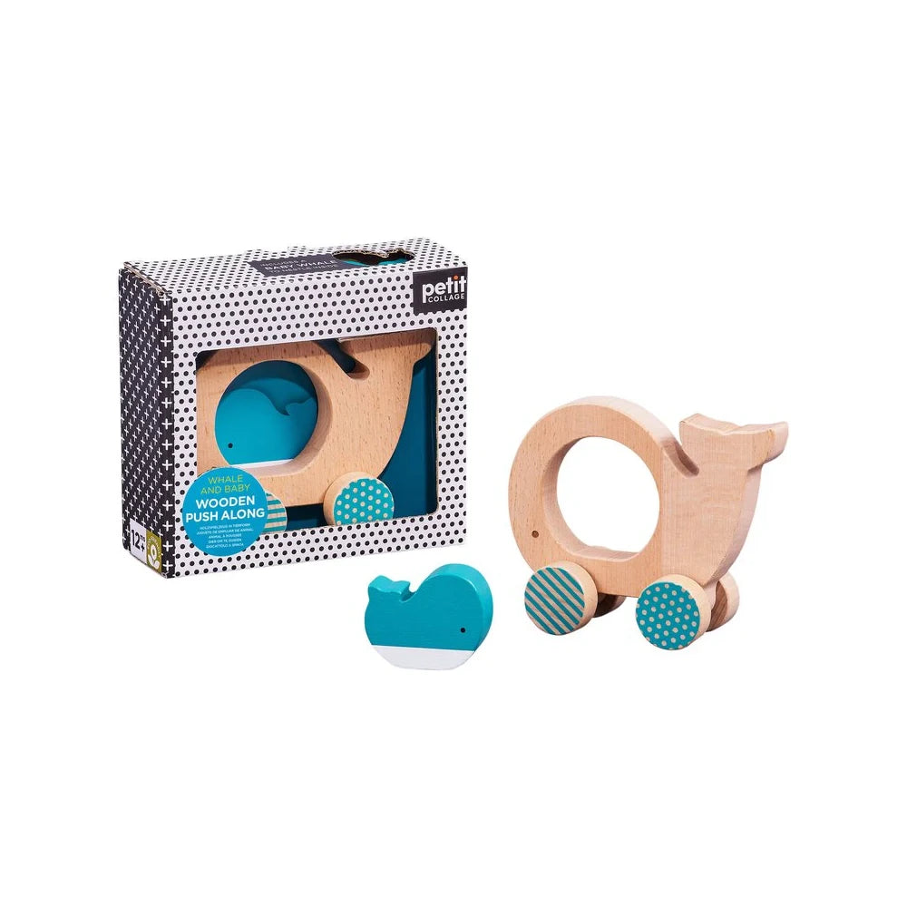 Jucarie de impins - Whale & Baby - Petit Collage