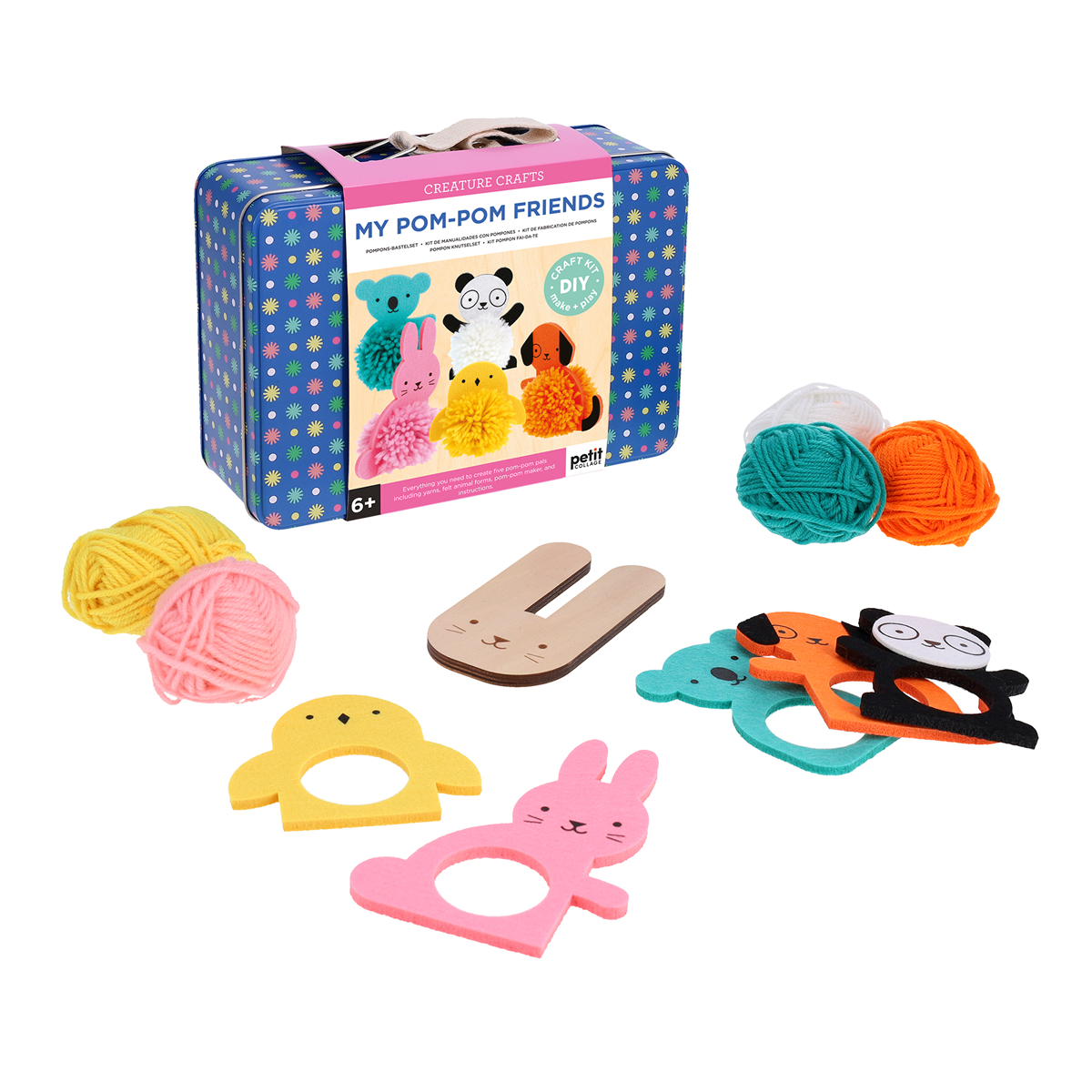 Kit creativ, Make & Play - Animalute cu Pom-Pom - Petit Collage