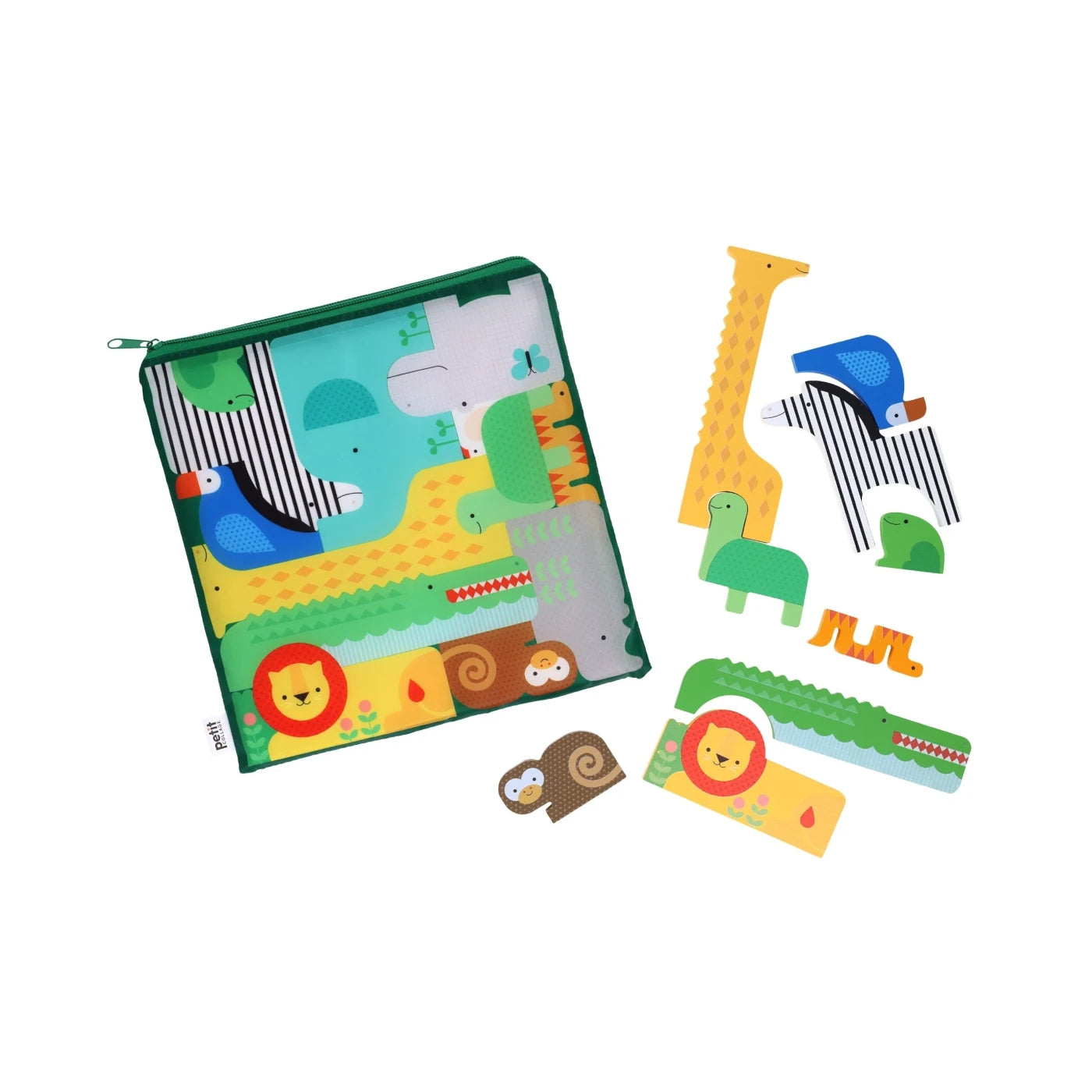 Puzzle cu figurine din lemn - Safari Animals - Petit Collage