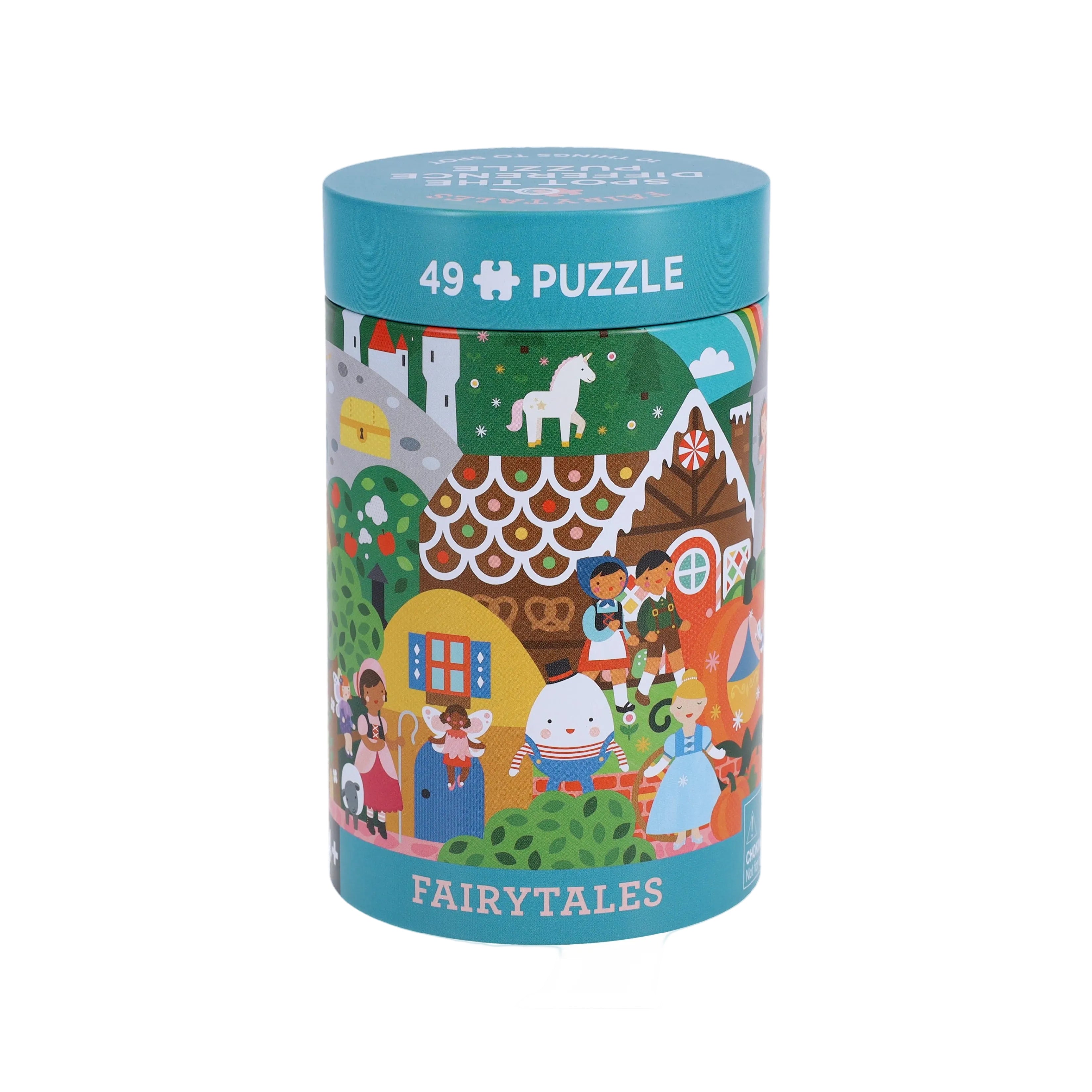 Puzzle 2 în 1 - Găsește diferențele, 49 piese - Fairy Tales - Petit Collage
