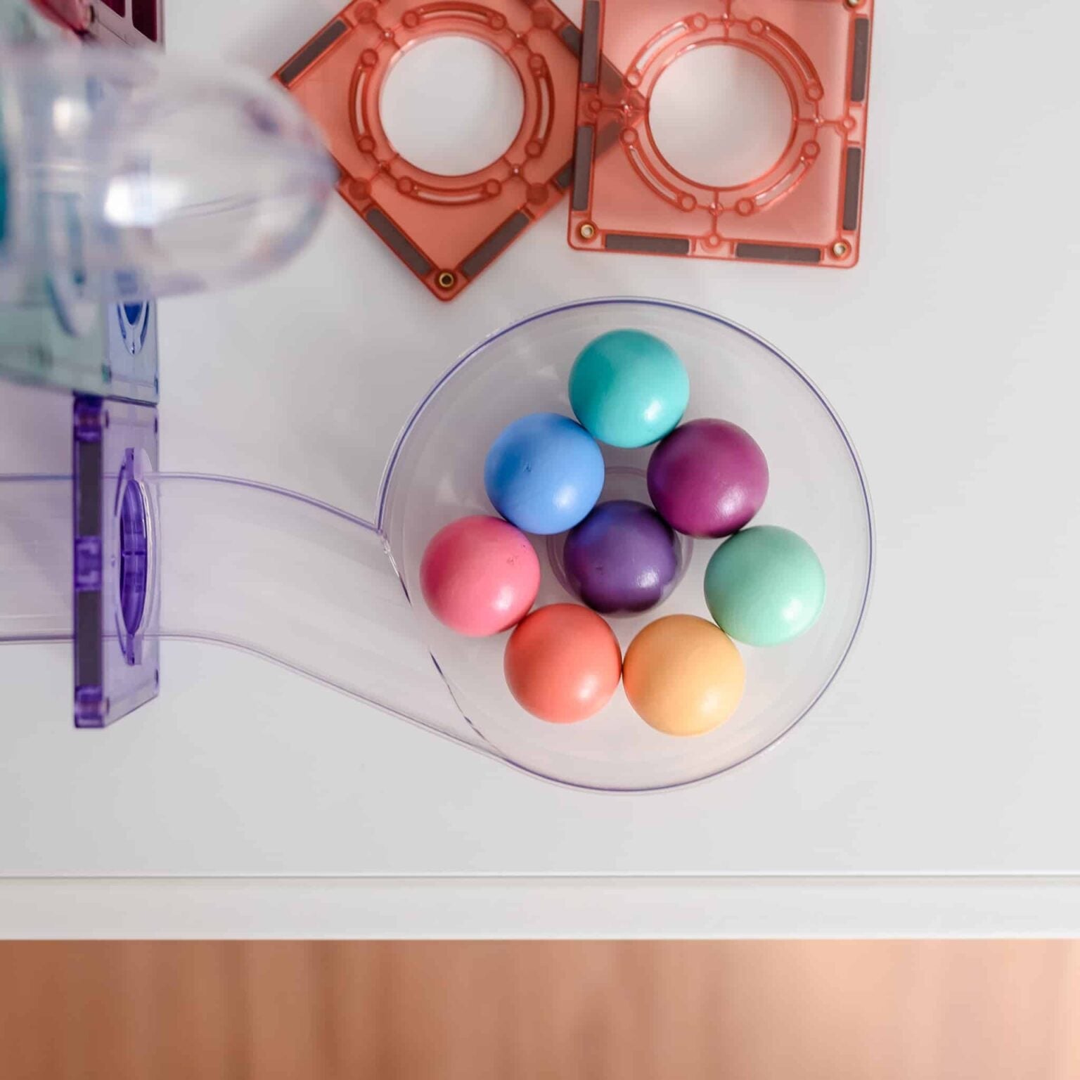 Set constructie magnetic, 106 piese – Pastel Ball Run Pack – Connetix